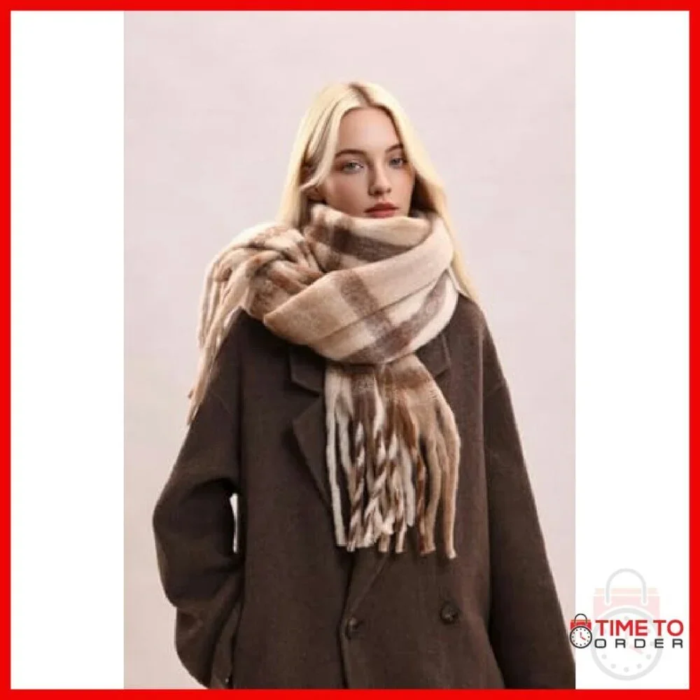 Oversized Chunky Mohair Scarf Shawl Wrap Blanket Winter Warm